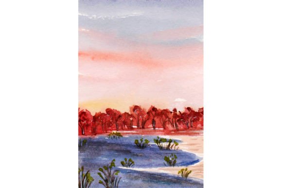 Download Aesthetic Sunset Landscape Painting - Aesthetic sunset Collection